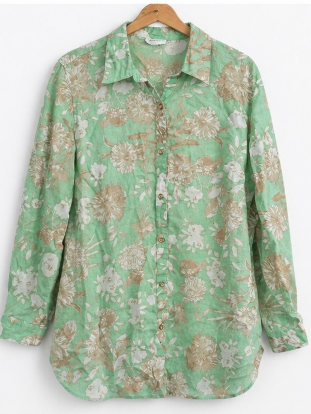 Charter Club 100% Linen Floral Button Down Shirt Plus Size 2X